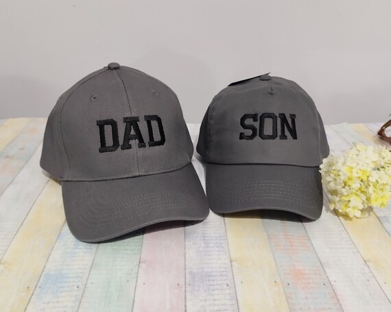 Dad Son, Matching Baseball Caps: Embroidered Father Son, Set of two
