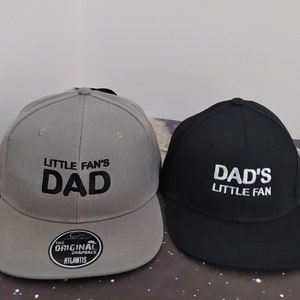 Little fan&#39;s dad Dad&#39;s little fan | Matching hats | Set of two Snapback caps | For Adult and kid or baby | Machine embroidered | Adjustable