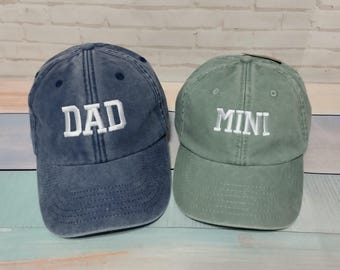 Mini cappellini da baseball coordinati per papà: ricamati, per padre, figlia o figlio, set da due