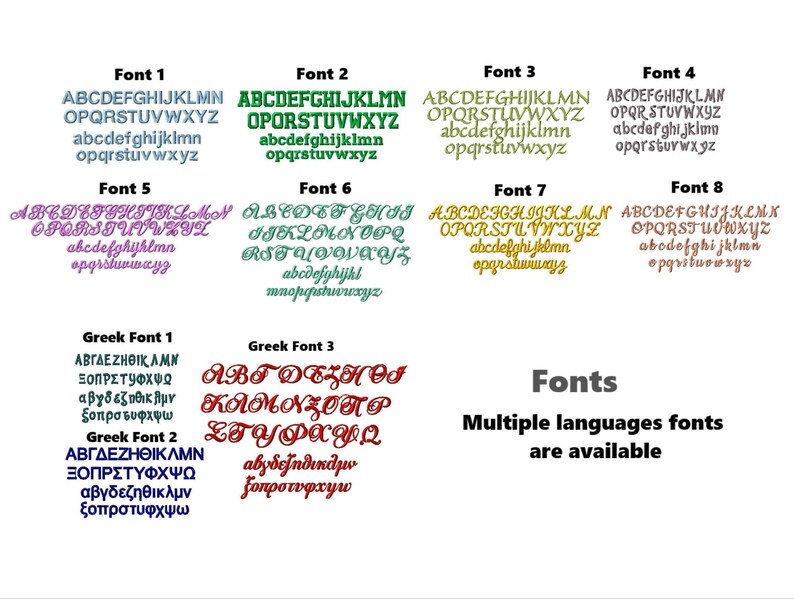 a set of different types of font and numbers