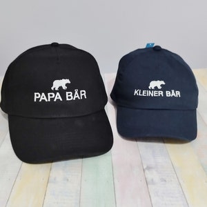 Papa bear Mini bear | Matching hats | Set of two caps | Machine embroidery | Adjustable baseball caps