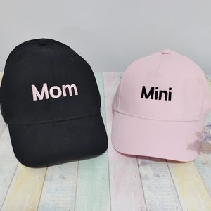 Mom/Mum Mini Set of two Matching hats Machine embroidery Adjustable baseball caps image 1