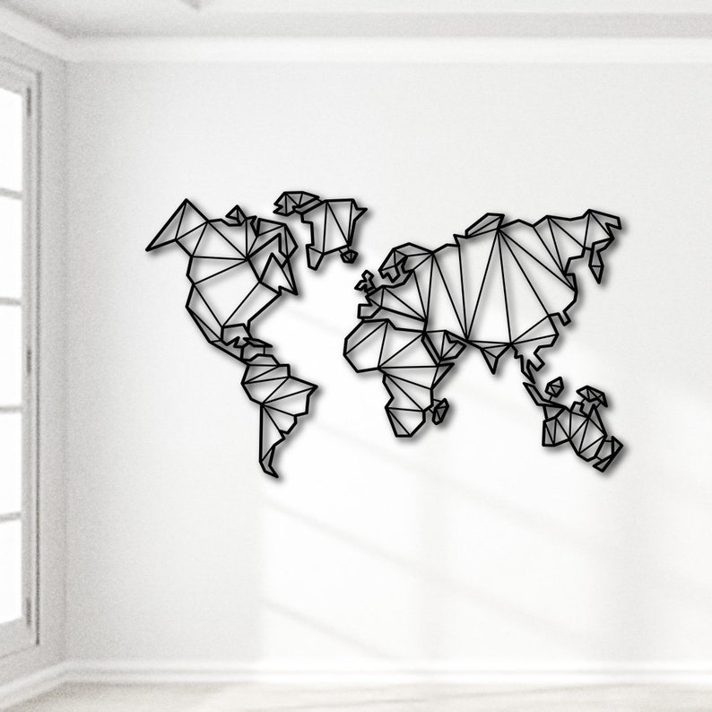 Metal World Map Metal World Map Housewarming Gift Entryway Etsy