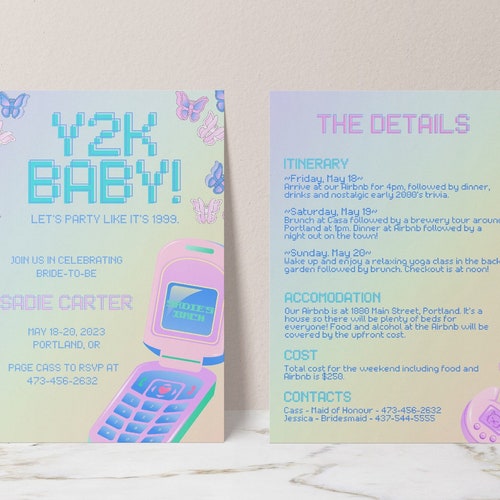 Y2k Party Invitation 2000s Theme Birthday Invite Template - Etsy India