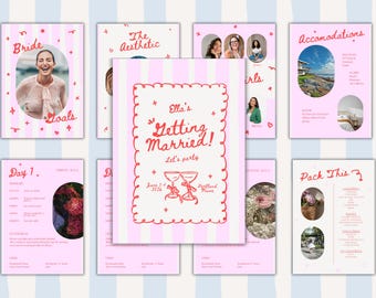 Hand Drawn Bachelorette Invitation Template Bundle, Whimsical Bachelorette Itinerary Template, Bachelorette Weekend, Bachelorette Invite