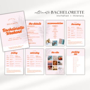Deluxe Tropical Bachelorette Invitation Template, Bachelorette Itinerary Template, Bachelorette Weekend Itinerary, Palm Springs Bachelorette