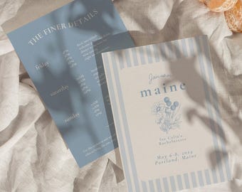Coastal Bachelorette Invitation and Itinerary Template, Beach Bachelorette, Hen Do, Last toast on the coast, Canva Template, Coastal Grandma