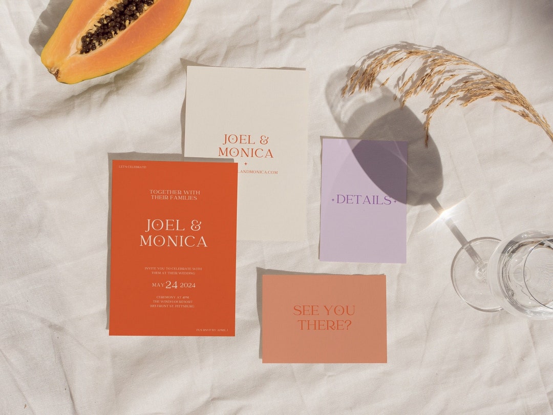Unique Wedding Invitation Template Colorful Wedding Invite - Etsy