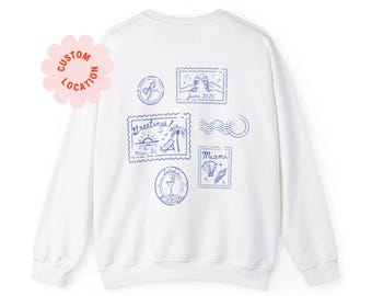 Timbre ras du cou EVJF, sweat-shirt voyage EVJF sur la côte, faveurs EVJF, sweat-shirt assorti, EVJF Miami, thème plage