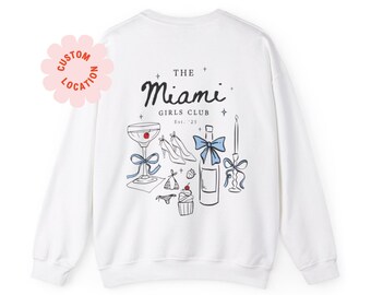 Ras du cou pour EVJF Miami, sweat EVJF personnalisé, EVJF, EVJF sur la plage, style dessiné à la main, cadeaux EVJF