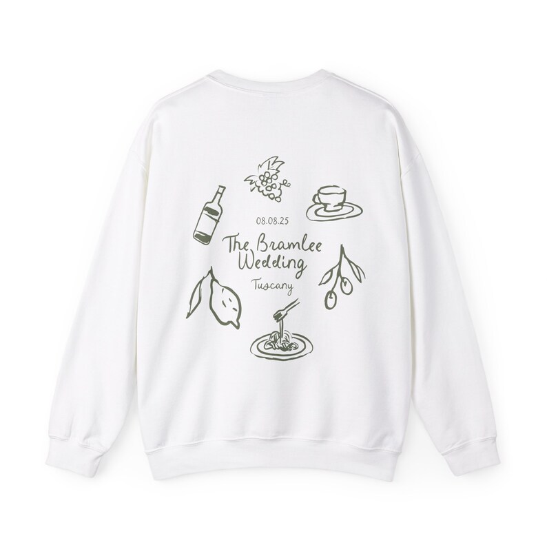 Italy Wedding Crewneck, Bachelorette Crewneck, Wedding Sweatshirts, Wedding Favors, Bachelorette Favors, Bachelorette Party image 1