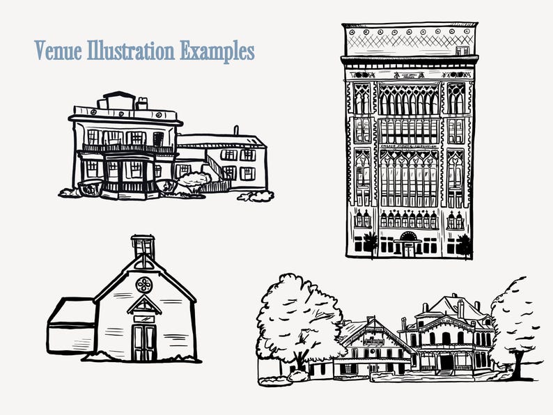 Custom Venue Illustration Design for Your Wedding - Hand Drawn Wedding ...