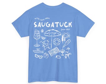 Saugatuck Bachelorette Tshirt, Custom Location, Lake Bachelorette Trip Shirt, Bachelorette Favors, Oversized shirts, Matching shirts