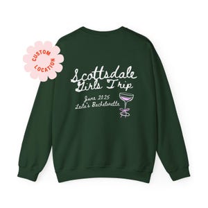 Sudadera de cuello redondo con ubicación personalizada para despedida de soltera, sudadera para despedida de soltera, merchandising para despedida de soltera, sudadera de cuello redondo, regalos para despedida de soltera