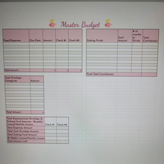 Printable Master Budget Template basic Template Etsy Ireland