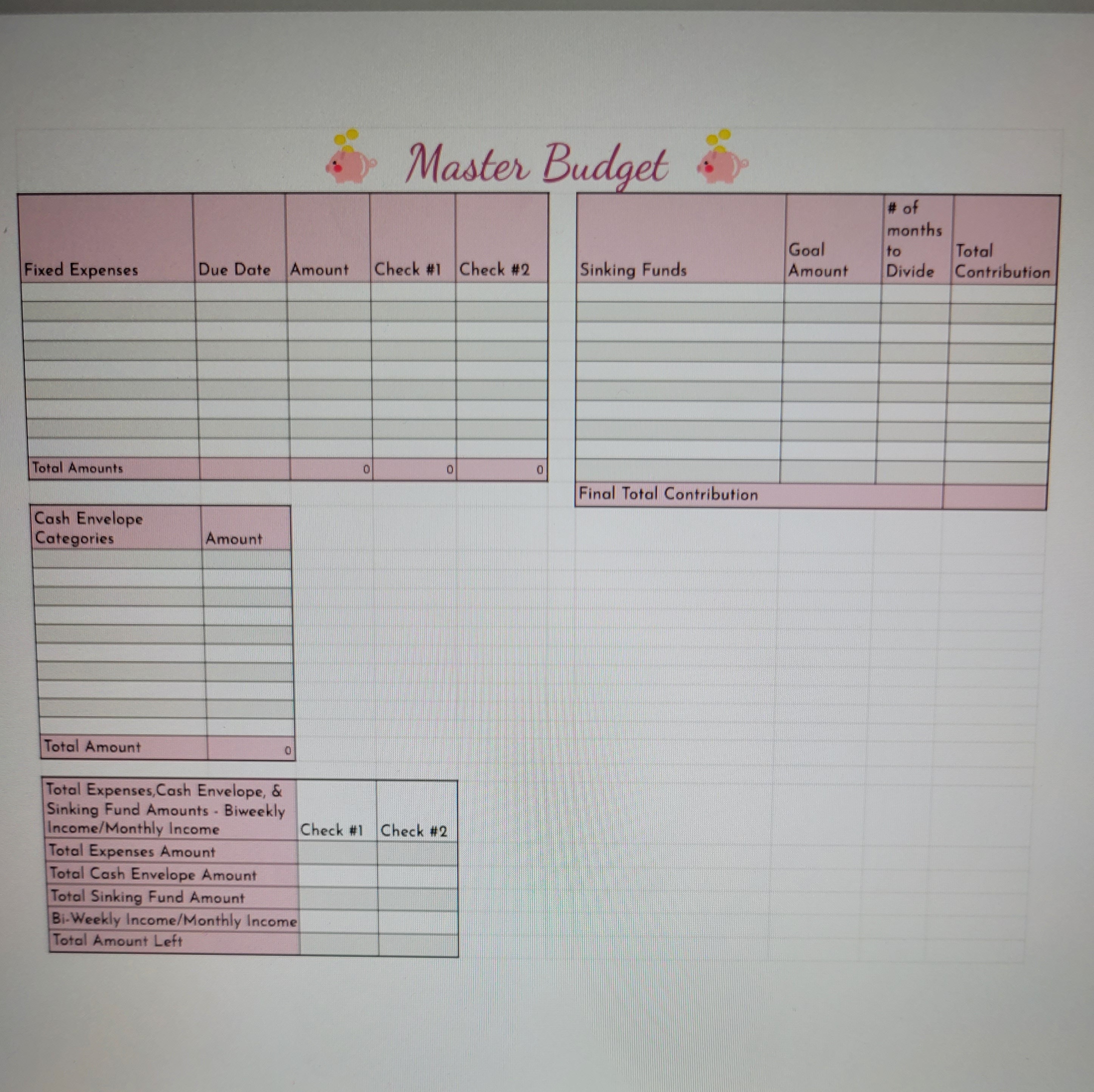 Printable Master Budget Template basic Template Etsy Ireland Printable Master Budget Template basic Template Etsy Ireland