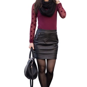 Customized women&#39;s genuine lambskin leather skirt , mini leather skirt , short leather skirt , made to measure