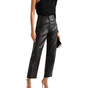 Pantaloni da donna in pelle di agnello personalizzati, pantaloni in vera pelle, pantaloni in pelle, pantaloni in pelle vintage da donna, misura su misura