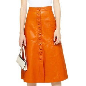 Customized Women&#39;s Lambskin  A -line style skirt , Leather skirt , Women&#39;s Full Leather skirt, Genuine Leather skirt , Measure to made
