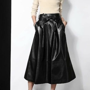 Customized Women&#39;s Lambskin  A -line style skirt , Leather skirt , Women&#39;s Full Leather skirt, Genuine Leather skirt , Measure to made