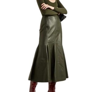 Customized Women&#39;s Lambskin trumpet style skirt , Leather skirt , Women&#39;s Full Leather skirt, Genuine Leather skirt , Measure to made