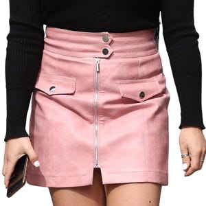 Customized Women&#39;s Lambskin leather skirt ,  Women&#39;s lambskin  Leather skirt, Genuine Leather skirt , Measure to made