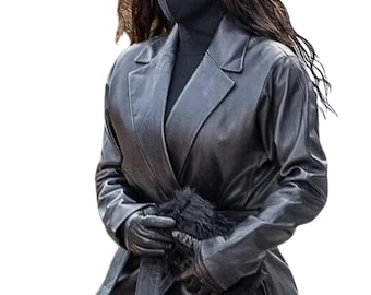 Custom Lambskin Leather Long Coat: Genuine Leather, Made to Measure
