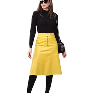 Customized Women&#39;s Lambskin  leather skirt , Women&#39;s  Leather skirt, Genuine Leather skirt , Measure to made