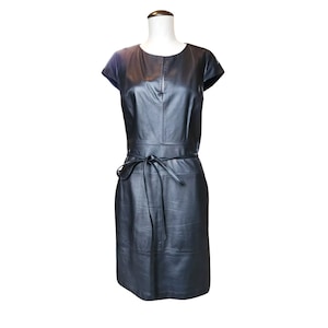 Customized women genuine lambskin leather dress . New Style Leather Dress , made to measure