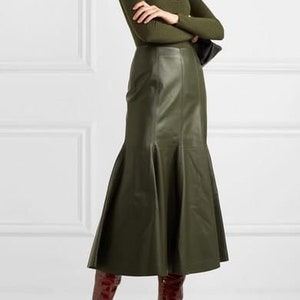 Customized Women's Lambskin Leather Skirt , Leather Skirt , Women's Full Leather  Skirt, Genuine Leather Skirt , Measure to Made 