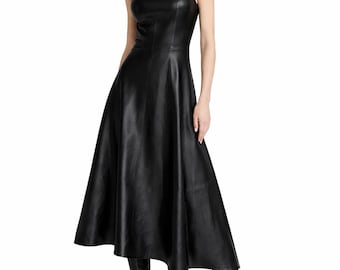 Custom Lambskin Leather Dress: Sleeveless A-Line Outfit