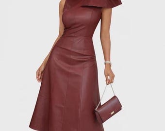 brown leather pinafore dress Daring Diva Women's Faux Leather Button Down Mini Pinafore Dresses L Brown, Size: Large