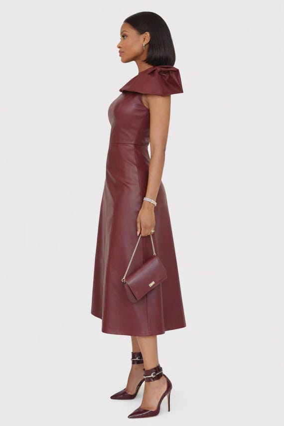 leather a line dress Custom Lambskin Dress: Sleeveless A-line Outfit Mini dress