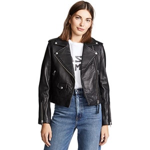 Customized Women&#39;s Lambskin  leather classic moto jacket . Leather Celebrity jacket , Genuine Leather jacket , measure to made
