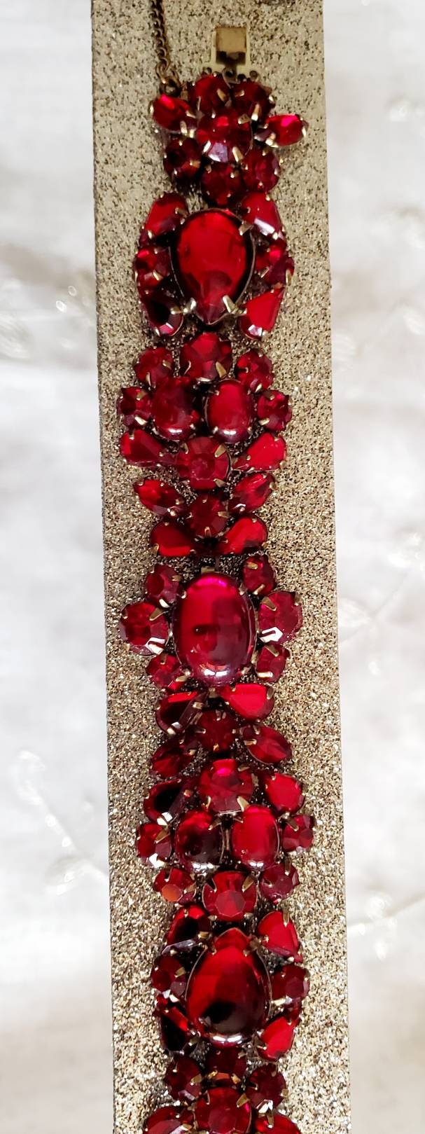 Deep Ruby Red Antique Vintage 7 Section Bracelet Etsy