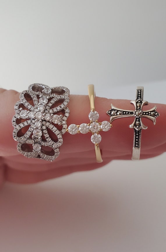 CROSS Rings 925 Sterling, Gold CZ, Silver CZ & Mar