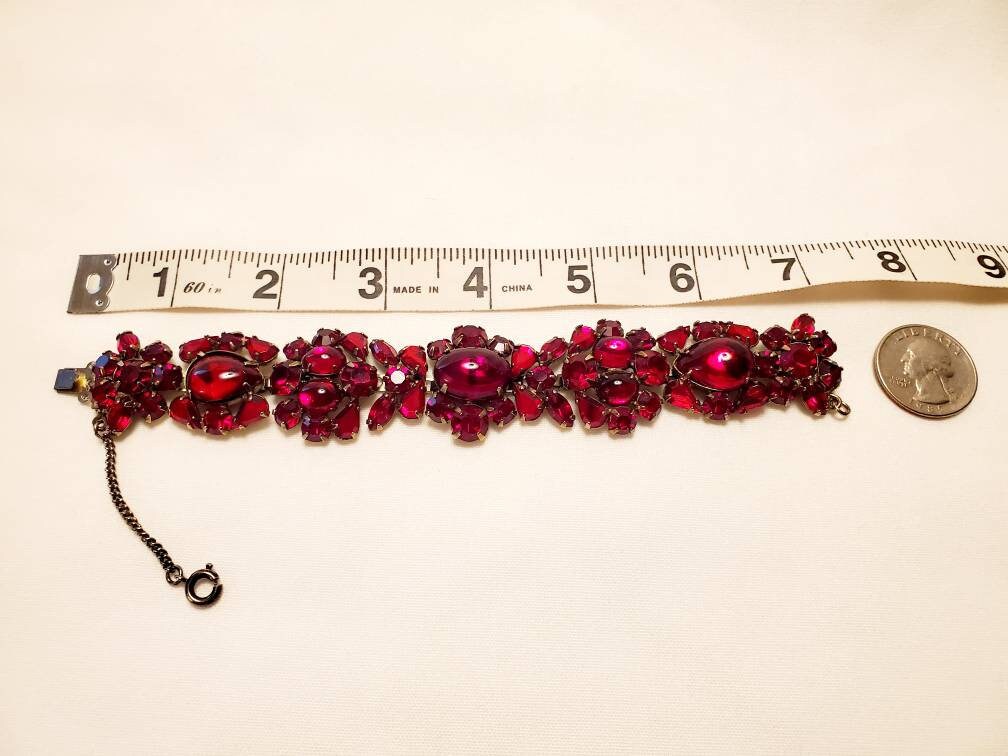 Deep Ruby Red Antique Vintage 7 Section Bracelet Etsy