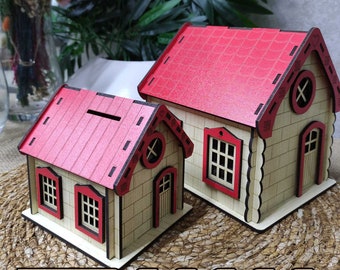 house shaped money bank. laser cutting plans. digital file download. svg-dxf-cdr-pdf-ai