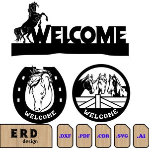 para los amantes de los caballos carta de bienvenida svg, dxf, cdr, pdf, ai. planes de corte para corte por láser, plasma, cnc, Cricut. descarga instantánea de archivos digitales.