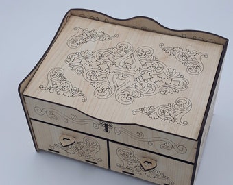 laser cut file for a gorgeous organizer wooden box for your jewelry  dxf-cdr-ai-svg-pdf
