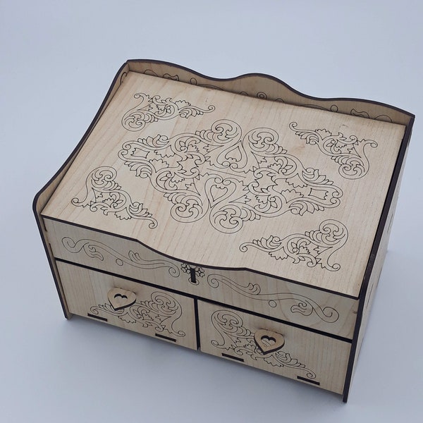 laser cut file for a gorgeous organizer wooden box for your jewelry  dxf-cdr-ai-svg-pdf