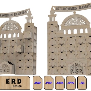 laser gesneden plannen voor ramadan aftelkalender cdr-dxf-pdf-svg-ai