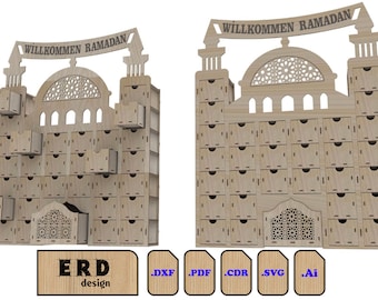 laser cut plans for ramadan countdown calendar cdr-dxf-pdf-svg-ai