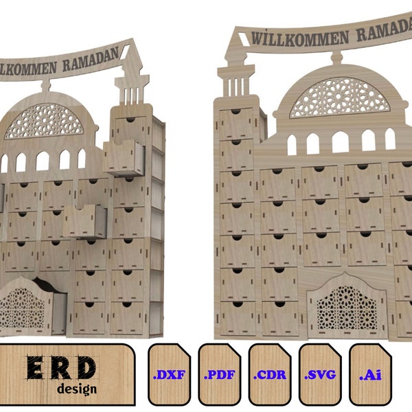 laser cut plans for ramadan countdown calendar cdr-dxf-pdf-svg-ai