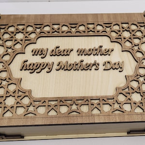 Una gran caja de regalo para una muestra de amor del día de la madre. Descarga de archivos digitales para planos de corte láser SVG PDF DXF cdr AI
