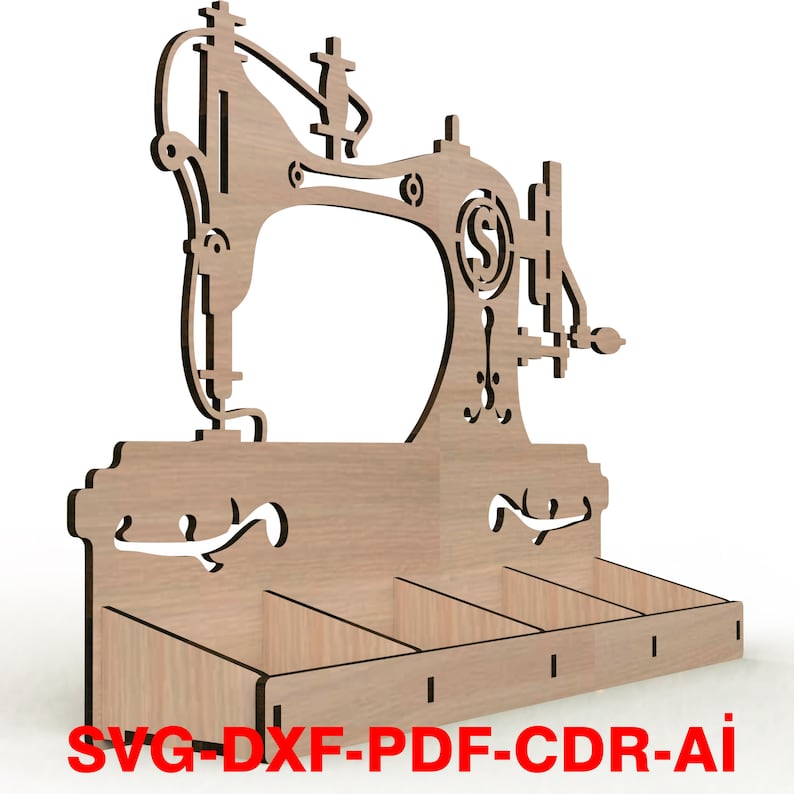 Sewing Machine Dxf Sewing Machine Organizer Cut Files. Digitall Download. Svg-cdr-pdf-dxf ...