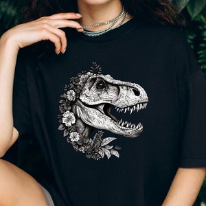 Botanical Dinosaur Bouquet Shirt, Jurassic Bloom shirt, Cottagecore Dinosaur Shirt, Dinosaur Lover Shirt, T-Rex Flowers Shirt