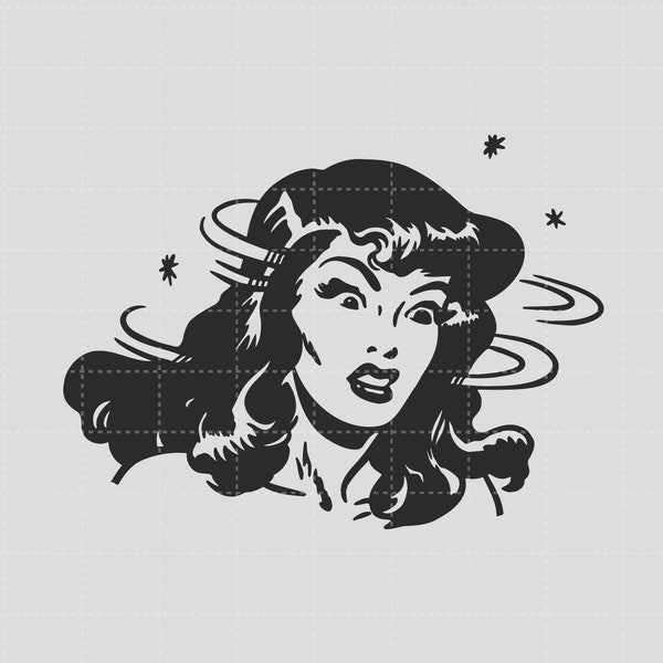 Seeing Stars Illustrations Pop Art Women Vintage Retro Comic SVG PNG EPS dxf Bundle Digital Download