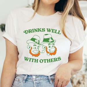 Vintage St. Patrick&#39;s Day T-shirt File, Retro St. Pattys Leprechaun Drinking Illustration SVG PNG EPS Digital Download Day Drinking