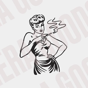 ファム・ファタール イラスト パルプ 女性 ヴィンテージ レトロ コミック SVG PNG EPS dxf デジタル ダウンロード